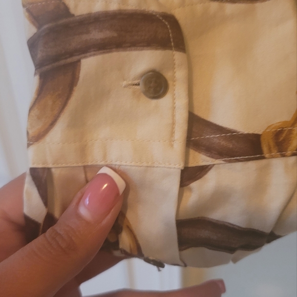 Ralph Lauren Beige Brown Gold Long Sleeve Cotton Printed Logo Button Shirt Top - Picture 5 of 7